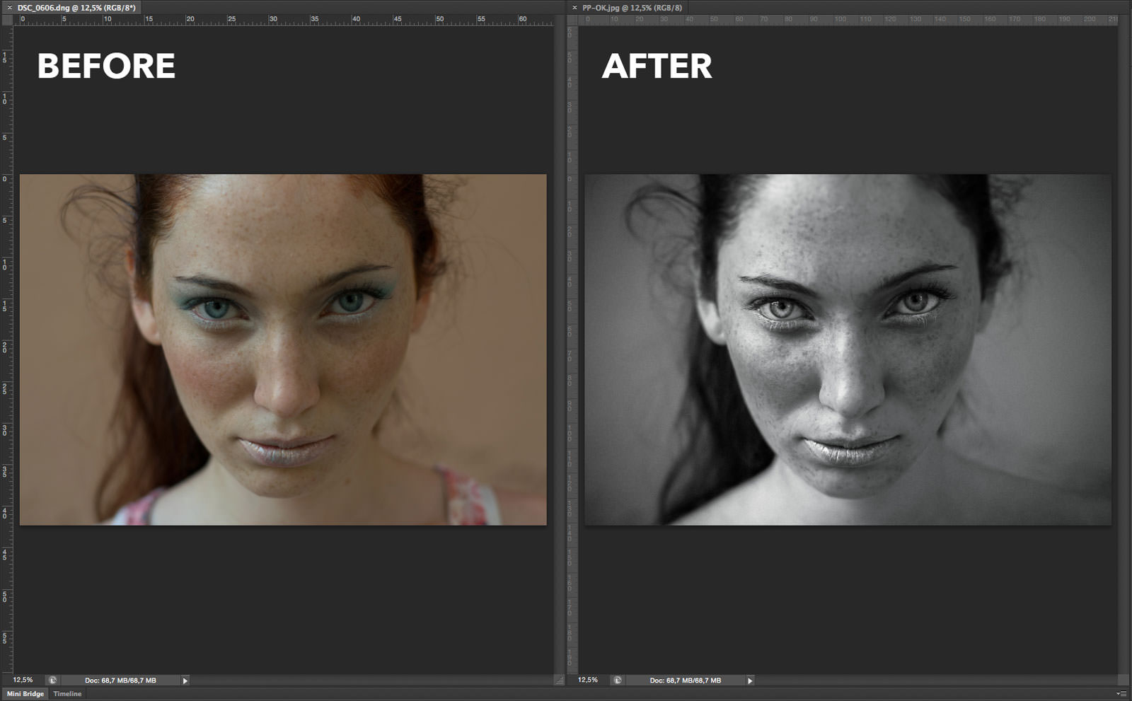Before & After - Post Produzione Fotografica Professionale a Treviso - Ritratto in bianco e nero