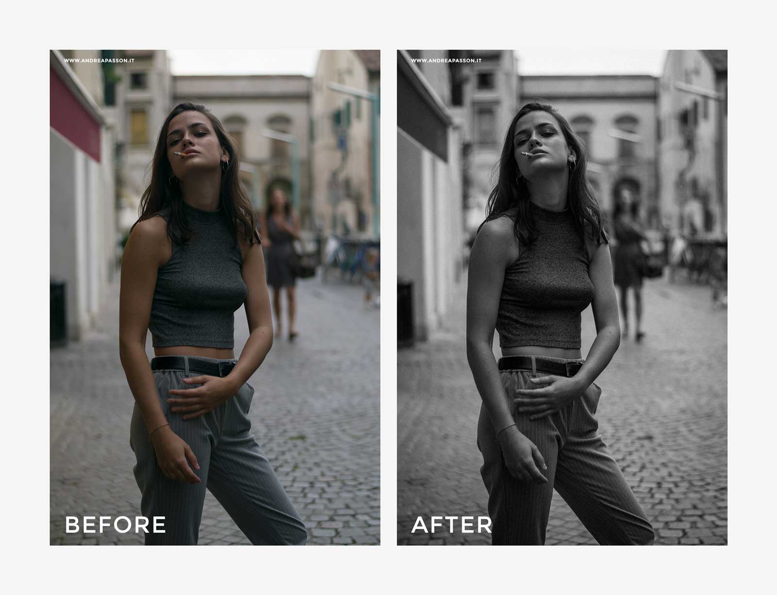 Before & After - Post Produzione Fotografica Professionale a Treviso - Modella con sigaretta