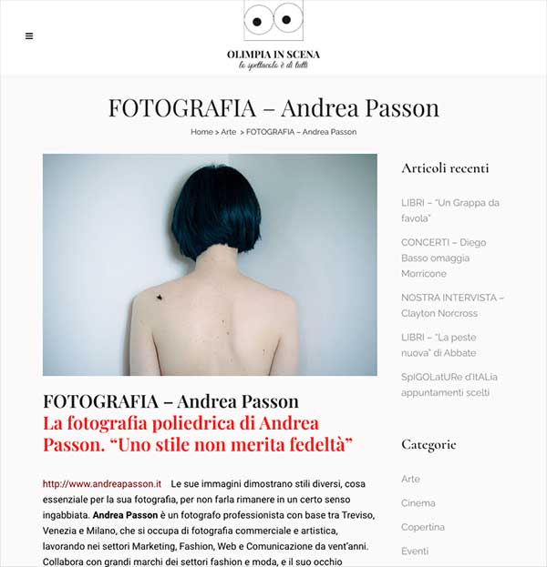 FOTOGRAFIA – Andrea Passon La fotografia poliedrica di Andrea Passon. “Uno stile non merita fedeltà”   